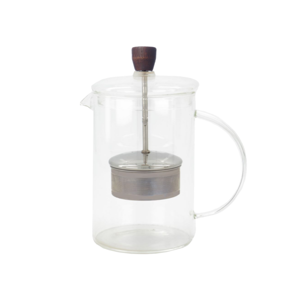 Tekanna i glas mörk trälupp - d9,5 h18 cm
