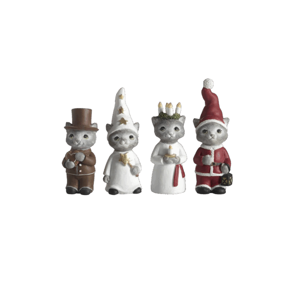 Luciatåg 4-pack, katter H.6,5-8,3cm
