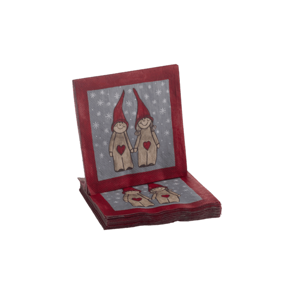 Lunchservett Tittut Tomte, röd 33x33cm