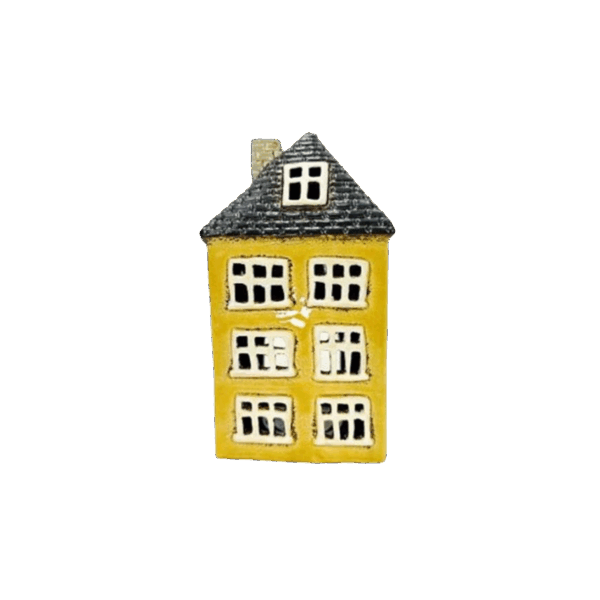 Keramikhus Gult med tegeltak, H 22cm