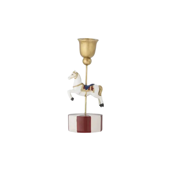 Merry-go-round Lysestage, Hvid, Polyresin