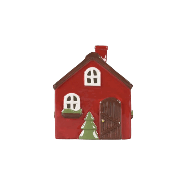 Keramikhus, Christmas Joy, Rött, H12 cm