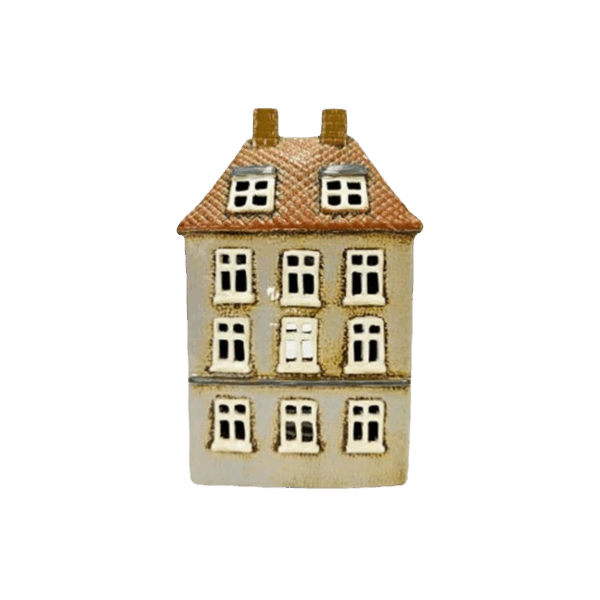 Beige House for T- light, H 24cm, W 15cm, D 10cm