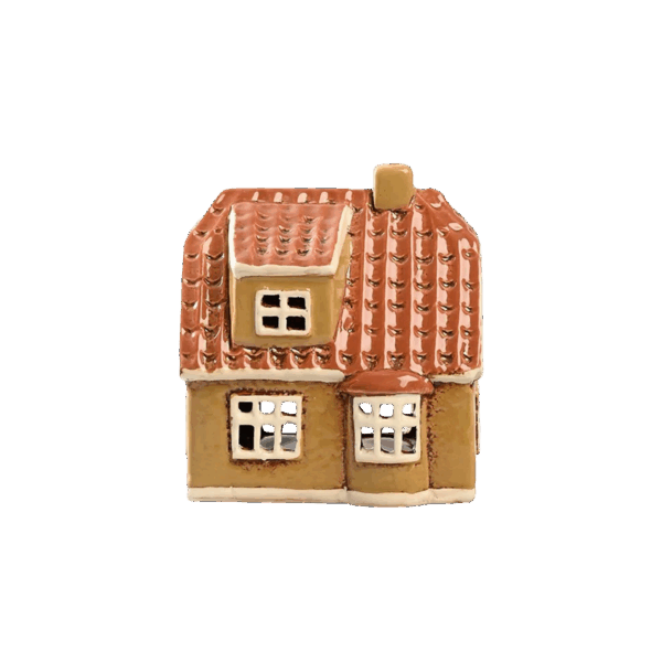 Keramikhus med tegeltak H 12cm