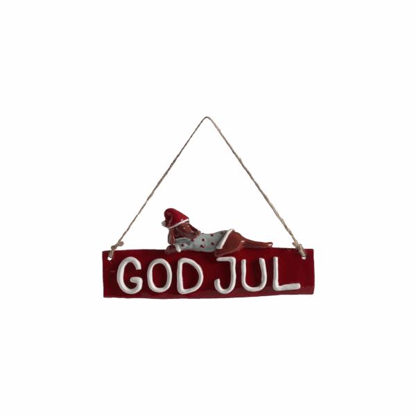 God Jul dörrskylt, Hunden Dusty, L.18cm