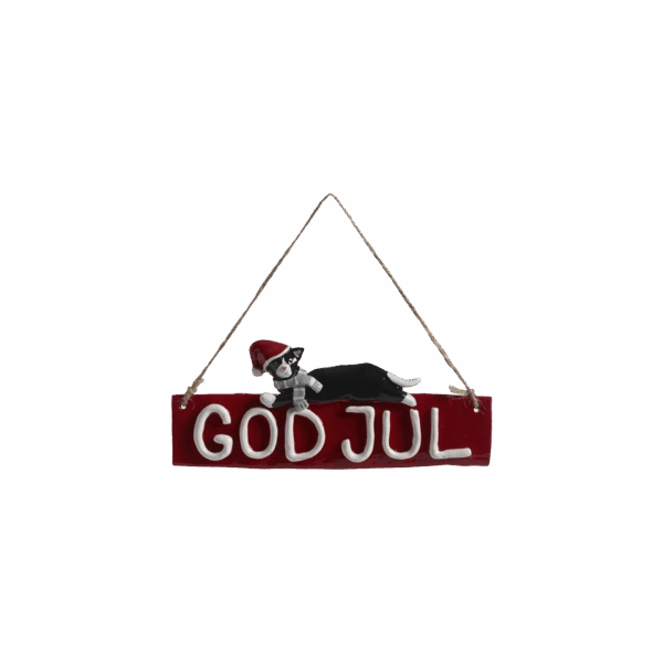 God Jul dörrskylt, Katten Dolly, L.18cm