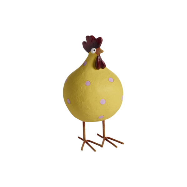 Höna Poppy på ben, gul H.12,5cm