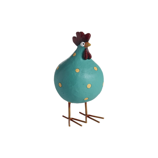 Höna Poppy på ben, turkos H.12,5cm