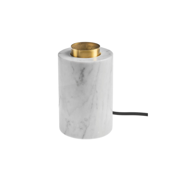 Marble lampfot vit/mässing silk matt
