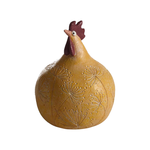 Höna Flores gul, H.13cm