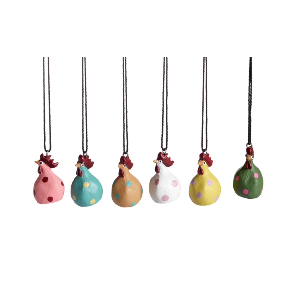 Hängande Höna Poppy, 6st mixade, H.4cm
