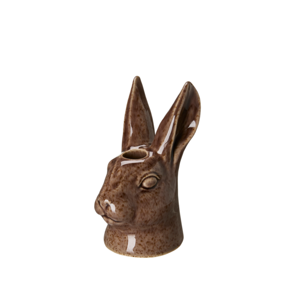 PAULA Kanin Ljusstake Brunmelerad 8x11x16cm