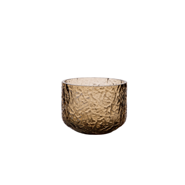 Ljuslykta/Vas mönstrat glas d8 h6 cm bärnsten