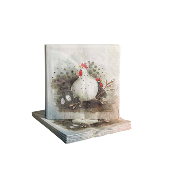 Lunchservett 33x33 cm Höna med ägg