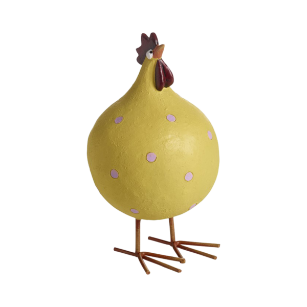 Höna Poppy på ben, gul H.16cm