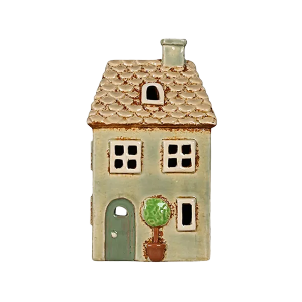 Keramikhus, Blå/Grön, H 13,5cm