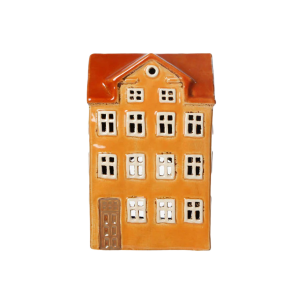 Keramikhus, Gulbrunt, H 19cm