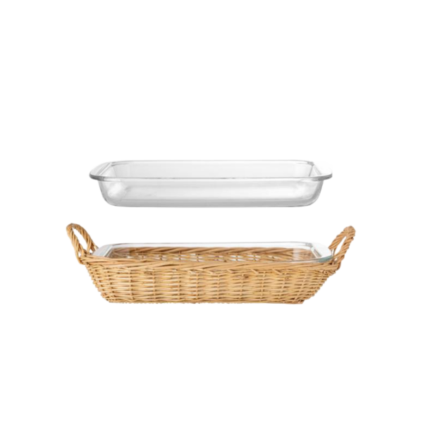Mariam Oven Dish w/Basket, Clear, Glass
