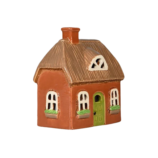 Keramikhus, Brun/Röd, H 12cm