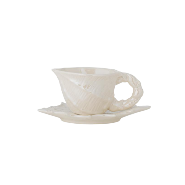 Shellie Cup w/Saucer, White, Stoneware