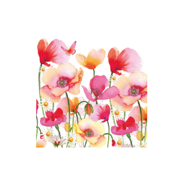Aquarell Poppies & Daisies Napkin 33x33cm